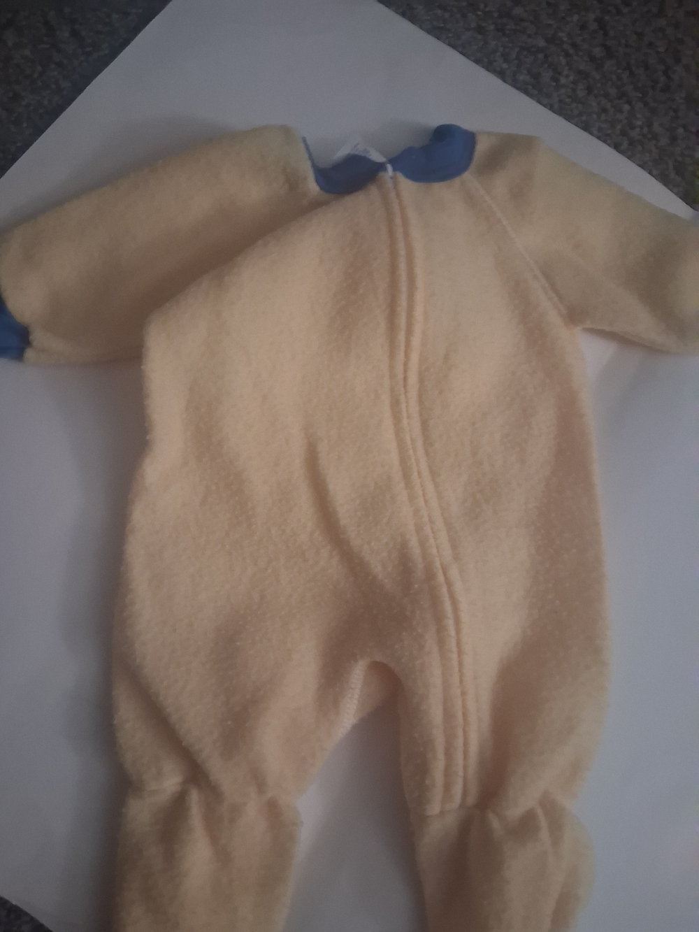 Vintage 80s Gerber Cream Fleece One-Piece with Blue Trim